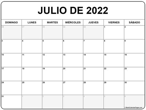Calendario Julio 2022 Calendario Roma
