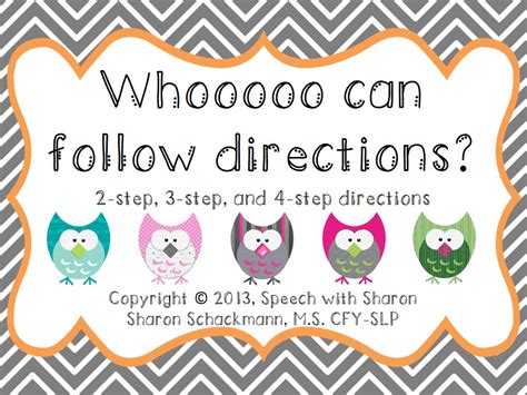 Speech With Sharon Whooooo Can Follow Directions