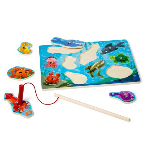 Melissa And Doug Magnetic Wooden Fishing Game And Puzzle With Wooden