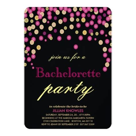 Bachelorette Faux Pink Confetti Party Invitation Zazzle Confetti Bachelorette Bachelorette
