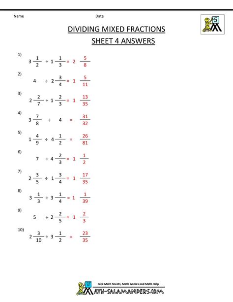 Add Subtract Multiply Divide Fractions Mixed Numbers Worksheet