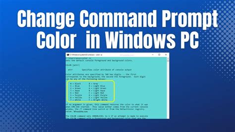 How To Change Command Prompt Color With Command In Windows Pc Youtube