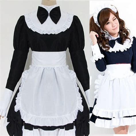 Women Anime Sexy Long Sleeve Cosplay Maid Waitress Costume