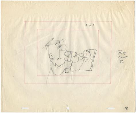 Hanna Barbera The Flintstones Original Animation Layout Drawing For 1st