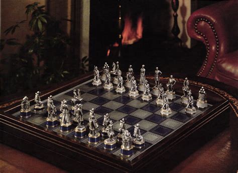 Civil War Pewter Chess Set Town