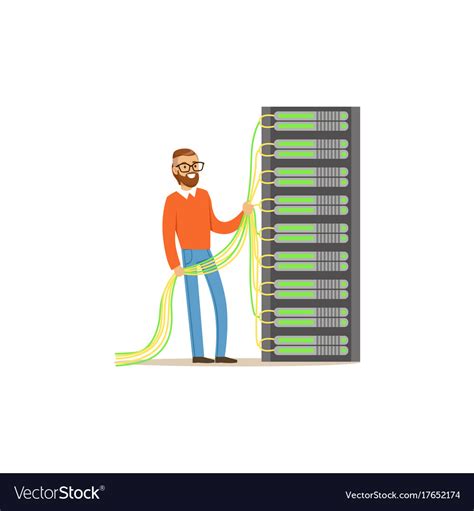 System Administrator Server Admin Working Vector Image