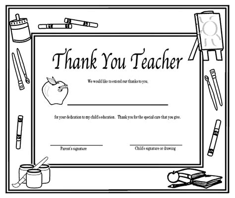 Thank You Teacherand Certificate Coloring Page Coloring Home