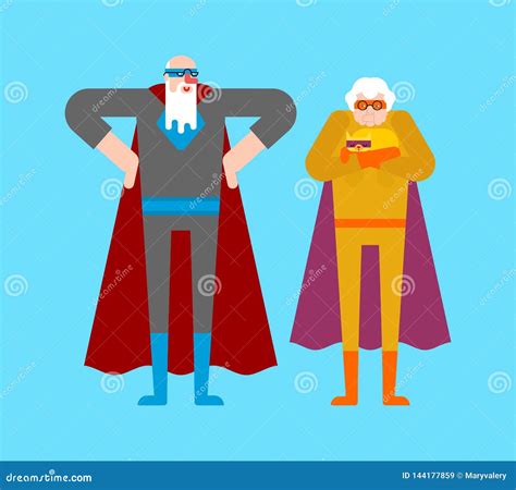 Superhero Grandparents And Dog Super Grandparent In Cloak And Mask