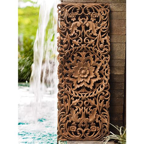 Buy Hand Carved Lotus Wall Art Panel Online