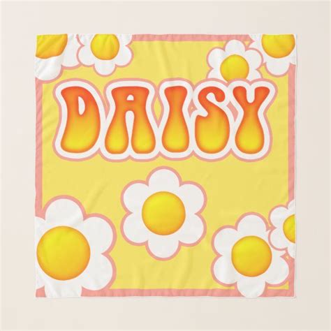 70s Style Retro Flower Power Daisy Yellow Scarf Zazzle Retro