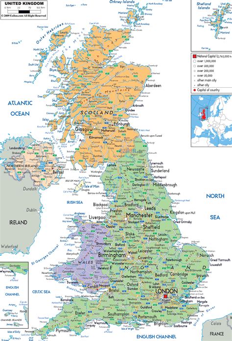 England is the largest and, with 55 million inhabitants, by far the most populous of the united kingdom's constituent countries. Detailed Political Map of United Kingdom - Ezilon Map
