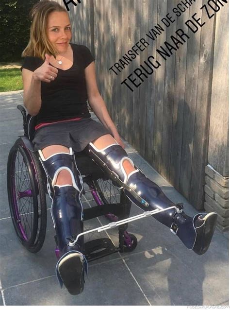 woman with leg braces in wheelchair