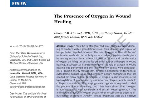 Oxygen In Wound Healing Sergio Mazzei