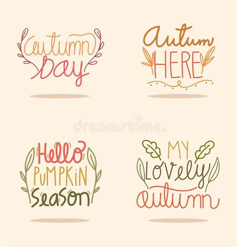 Hello Autumn Calligraphy Set Stock Vector Illustration Of Quote