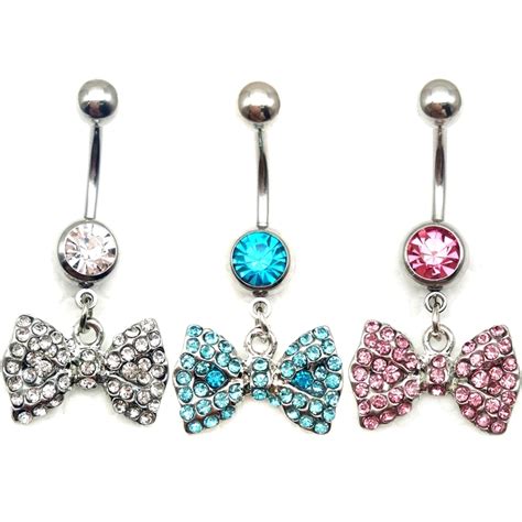 3colors Steel Navel Rings Cute Bow Tie Belly Button Rings Piercing Nombril Knot Bellys For Women