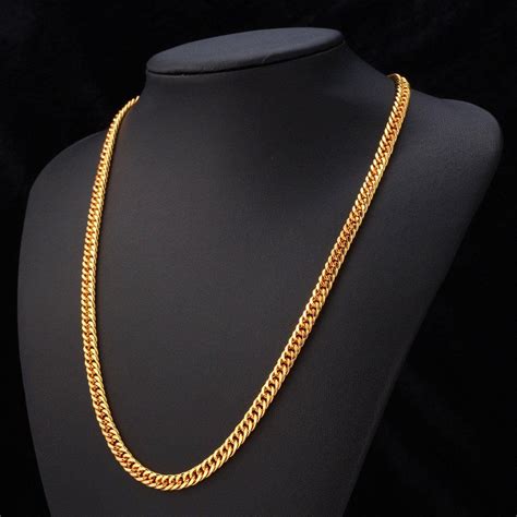 Gold Chain For Men Jewelry With K Stamp K Real Gold Plated