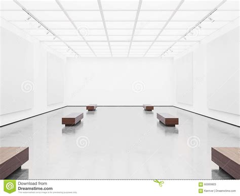 Mock Up Of Open Space Gallery Interior With White Stock Image - Image ...