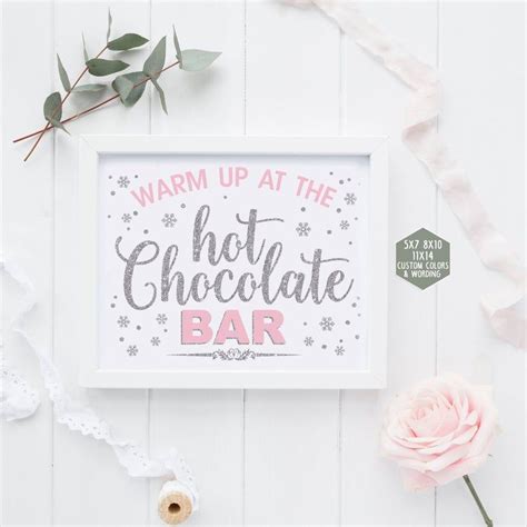 Hot Chocolate Bar Sign Printable Winter Onederland Decorations Pink