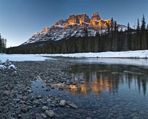 Castle Mountain And The Bow River Banff National Park Alberta