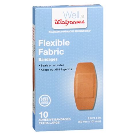 Walgreens Extra Large Flexible Fabric Adhesive Bandages 10 Count 2 X 4