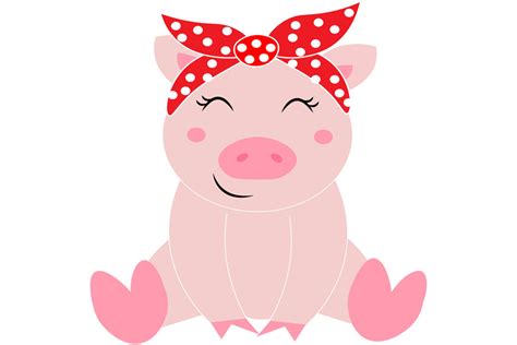 Pig with Red Bandana Svg, Cute Pig Svg, Graphic by Lillyrosy · Creative