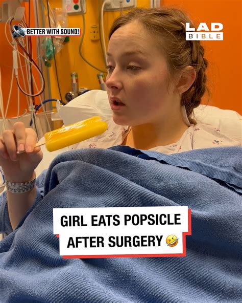 funny girl recovering from surgery bites popsicle and has hilarious laugh laughter this girl