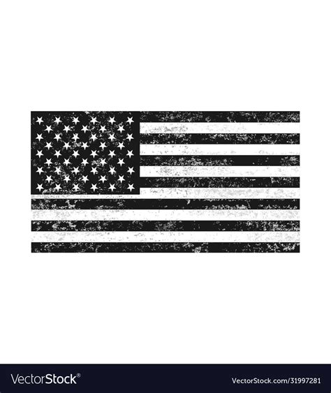 Distressed Black And White American Flag Vector Image