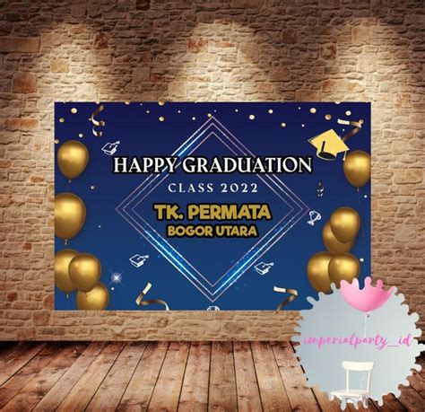 Jual Custom Graduate Backdrop Banner Spanduk Graduation School Blue