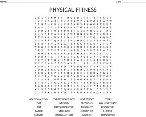 Physical Fitness Word Search Wordmint Word Search Printable
