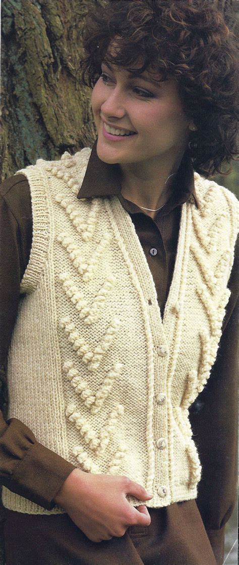 pdf instant digital download ladies girls aran waistcoat etsy aran knitting patterns