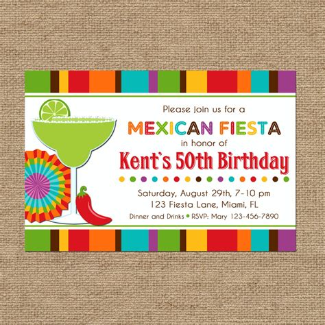 Mexican Fiesta Party Invitation Printable Or Printed With Free