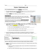 Calorimetry lab gizmo answers activity c / student exploration collision theory worksheet answers nidecmege. Calorimetry Lab Gizmo.pdf - Jayden Ing-Nikkel Name Date ...