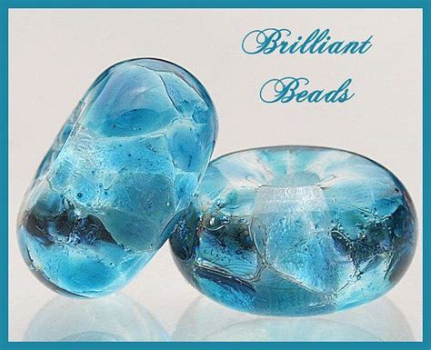 Caribbean Blue Glass Spacer Bead Pairhandmade Lampwork Etsy