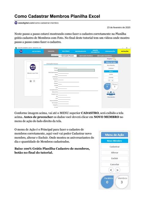 Como Cadastrar Membros Planilha Excel By Wesdigital Issuu