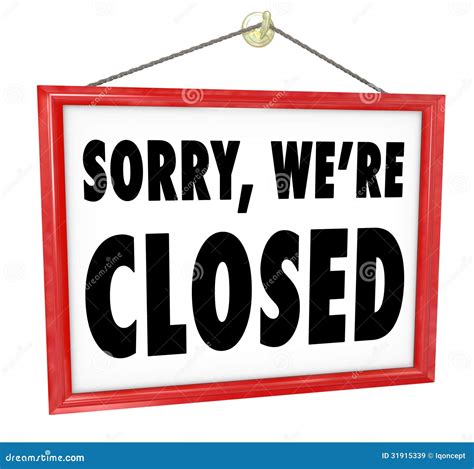 Sorry We Re Closed Hanging Sign Store Closure Stock Illustration