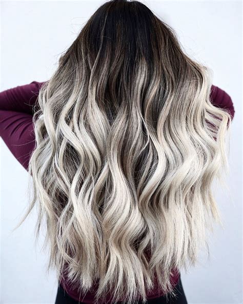 platinum blonde balayage with black roots in 2020 platinum blonde hair blonde hair color