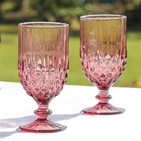 Luxury Vintage Embossed Coloured Wine Glasses By Dibor