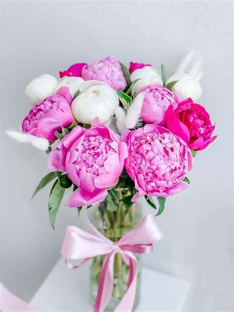 Beautiful Peony Bouquet In New York Snowdrop Flowers