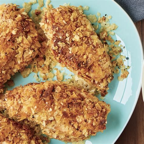 Place the chicken into the potato chips and press the chips all over the chicken on both sides. Adam Perry Lang's Potato Chip Chicken - Rachael Ray In Season