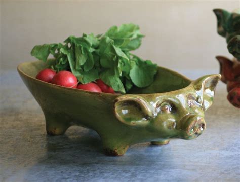 Kalalou Ceramic Pig Bowl Decorative Bowls Pig Decor Centerpiece Bowl