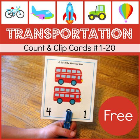 Free Transportation Printable Transportation Count And Clip Cards 1 20