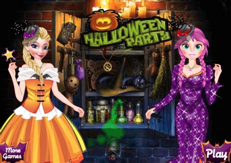 Elsa et Anna se déguisent pour Halloween sur Jeux Fille Gratuit