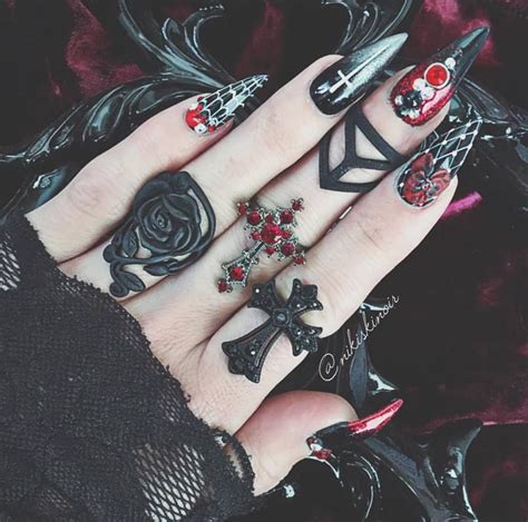 Pin By Sirrah Meggido On Hair Beauty Gothic Nails Goth Nails Goth Nail Art