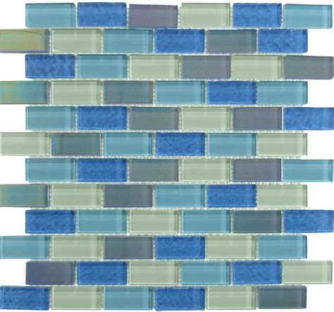 Atlantic Marlin Mix 1x2 Glossy And Iridescent Glass Tilesample Glass Pool Tile Iridescent