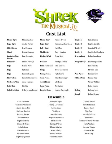 Musical Shrek Jr General Information And Schedule