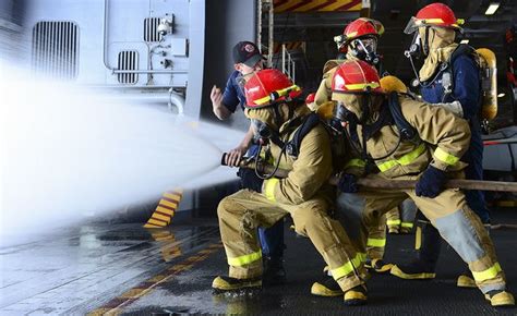 Sailors Perform A Firefighting Exercise By Official Us Navy Imagery