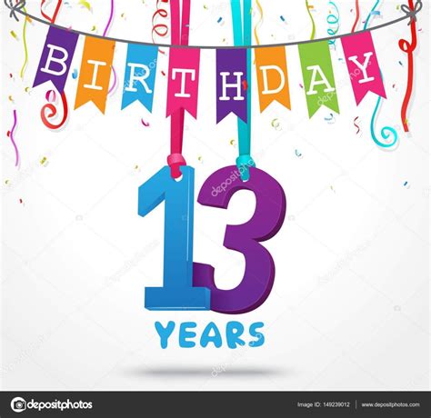 Happy 13 Birthday Card — Stock Vector © Bejotrus 149239012