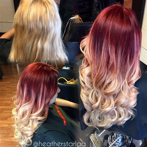 Red To Ash Blonde Balayage Ombre Red Hair Blonde Hair