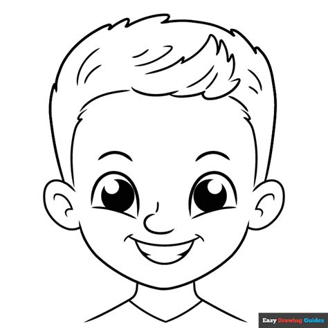 Boy Face Coloring Page Easy Drawing Guides