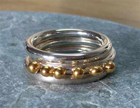 Gold And Silver Stacking Ring Gold Bobble Ring Gold And Silver Ring